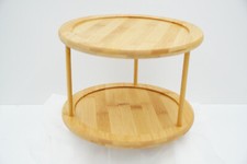 Etagere Bambusholz 2 Stöckig rund drehbare Platte 26 x 26 cm Tisch Deko NEU OVP