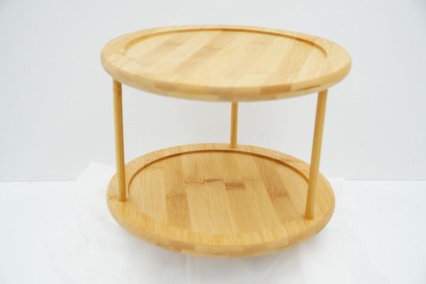 Etagere Bambusholz 2 StöCkig Rund Drehbare Platte 26 X 26 Cm Tisch Deko Neu Ovp-image