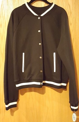 NWT Junior's SO Knit Varisty Jacket size XL Black/White - J18