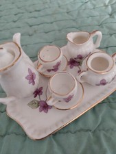 porcelain Japanese miniature tea sets with violet painting