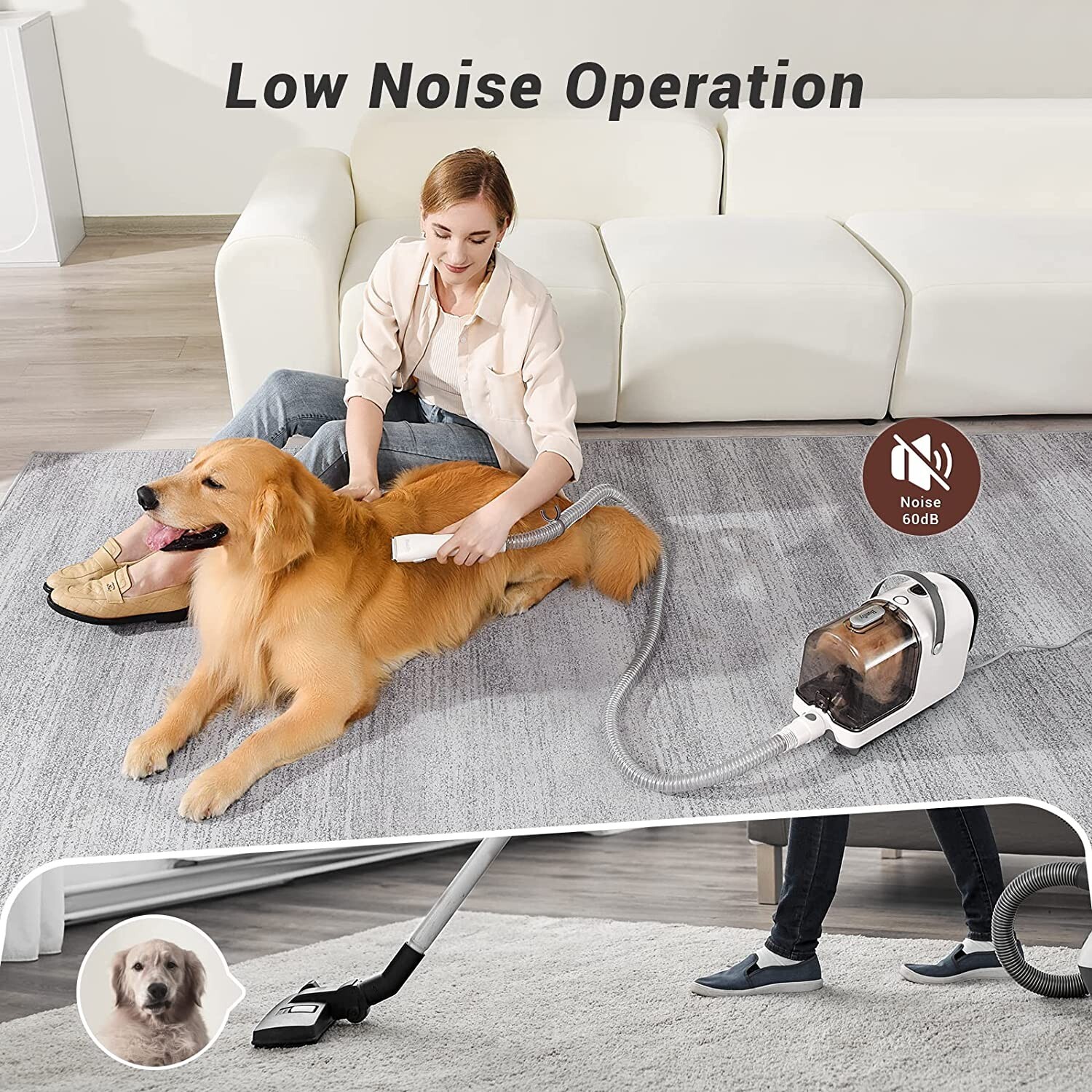 Bunfly Pet Clipper Grooming Kit & Vacuum Suction 99 Pet Hair, 7 Pet