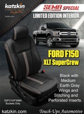 Katzkin Leather Seat Covers Black Gray Sema 2019-20 Ford F-150 Xlt Supercrew Kit