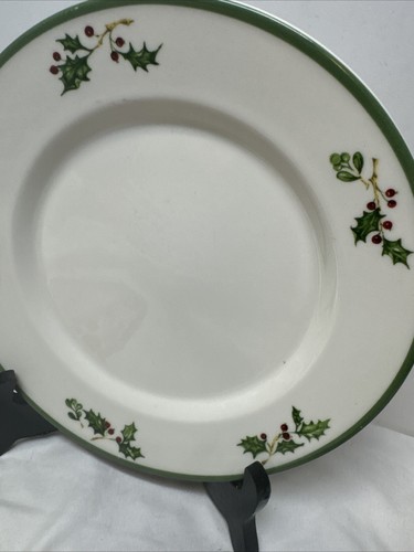 Christopher Radko Holiday Celebrations Holly Border Green Rim Salad Plate - Picture 3 of 6