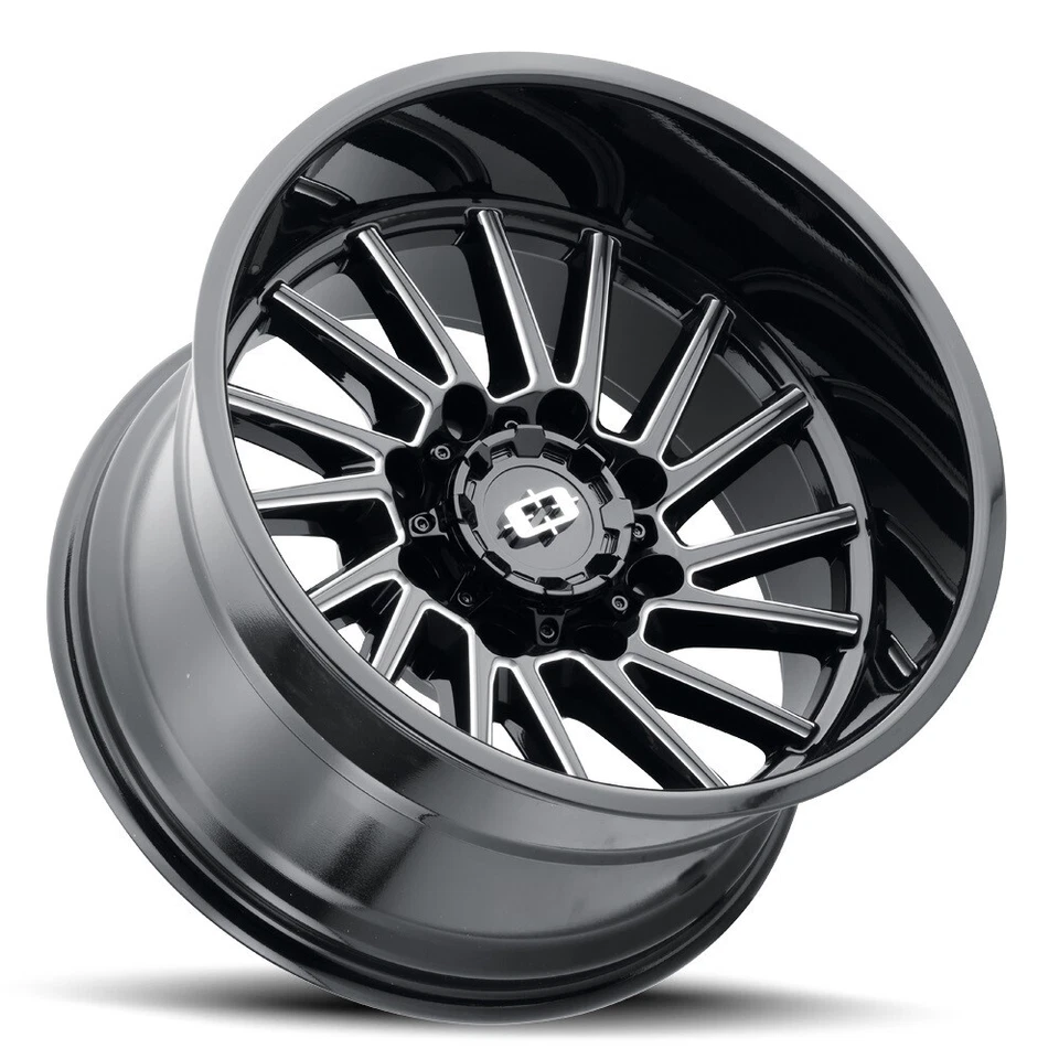 22" Vision 306 Rapier Gloss Black Milled Spoke 22x12 Wheel 8x6.5 -51mm Truck Rim - Image 3 of 4