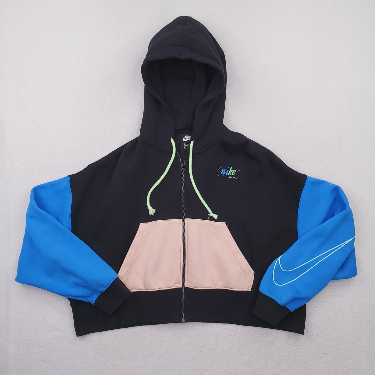 black pink and blue nike hoodie
