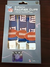 NWT NFL New York Giants 3pc Premium Pacifier Clip Set Infant Baby Unisex