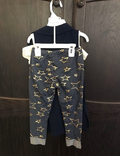 XOXO Girls 3 Piece Set New with Tags Vest Leggings Top 6X Navy Gold Denim Cream - Picture 3 of 9