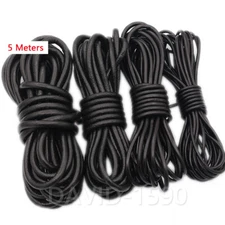 DIY Black Round Cow Real Leather Cord Lace Rope Weave String Hand knitted