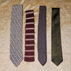 VTG Neck Tie Lot of 4 Mens Wool Linen Cotton Knit Mixed Brand Midcentury Retro