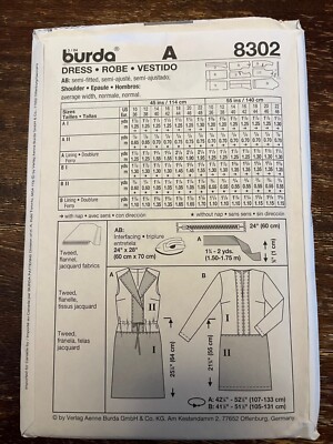 Burda 8302 UNCUT Sewing Pattern, Misses' Dress, Size 10-22 | eBay
