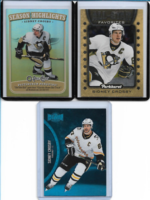 A 3-CARD LOT OF - SIDNEY CROSBY CARDS (8-9 OPC SH, 16-17 Park AS & 21-22 Met Bl)