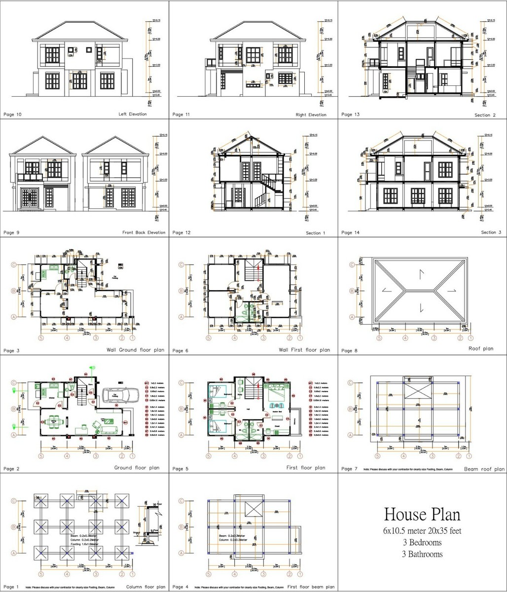 Custom House Plan Meter 20x35 Feet Beds Baths Hip Roof