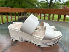 Cole Haan Great Ambition Flatform Womens Slides Wedge Sandals White Snake SZ 8 B