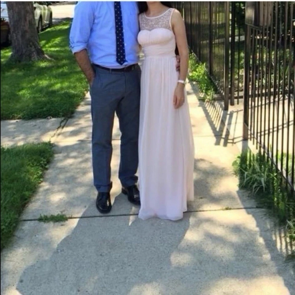 Nordstrom Speechless Sleeveless Chest Pearl Maxi Dress Pink Long Chiffon Size 3 - Image 2 of 4