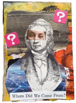 ''THE QUESTION'' Original Mixed Media Collage MAN Surrealism Art ACEO OUTSIDER