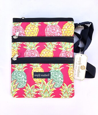 Simply Southern Pink Green Yellow PINEAPPLE CROSSBODY PURSE BAG NWT
