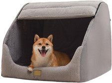 Large Dog House Indoor, Soft Plush Dog Cave Bed Covered Dogs Bed with Fluffy Was