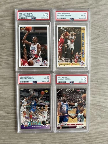 Michael Jordan All-Star 4-Card Bundle • PSA 8 Graded • Upper Deck Hoops 91 92 93