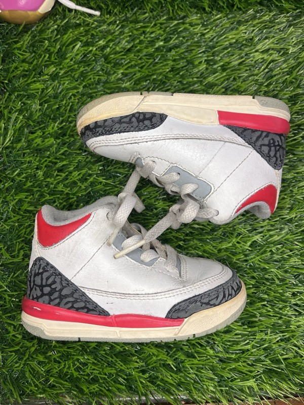 2006 Air Jordan 3 Retro Fire Red Toddler Size 5c True Red Shoes Sneakers