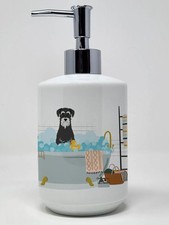 Salt and Pepper Standard Schnauzer in Bathtub Ceramic Soap Dispenser Hand Soap