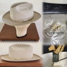 1960s Stetson WESTERN ROYAL OPEN ROAD 7 1/4 LONG OVAL Hat Fedora Vtg Dress