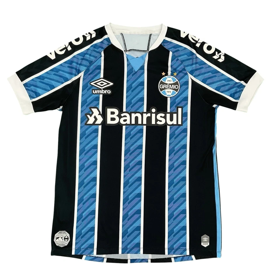AUTHENTIC GREMIO (BRAZIL) 2020-21 HOME FOOTBALL SHIRT MEDIUM ADULT UMBRO (VGOOD) - Image 2 of 4