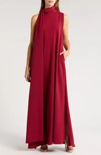 Black Halo Crimson Red Drape Henna Sleeveless Gown Dress Size Small 575
