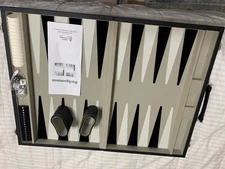 Yellow Mountain Imports Leatherette Backgammon Set - 17-inch Folding Board