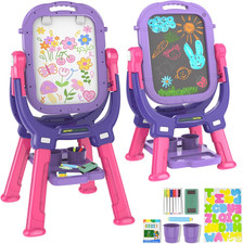 Easel for Kids, Toddler Art Easel Adjustable Standing, Magnetic Double Sided Eas