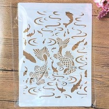 A4 Reusable Stencil for Painting - Carp Brook Layering Template - Double Fish