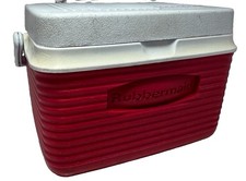 Vintage Rubbermaid Red White Personal Cooler Ice Chest Lunch Box Made in USA