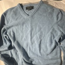 Designed by F S Lambswool Light Blue V-Neck Knit Sweater Men's Pullover