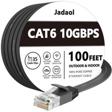 Cat 6 Ethernet Cable 100ft, 10Gbps Support Cat8 Cat7 Network, Flat RJ45 LAN P...