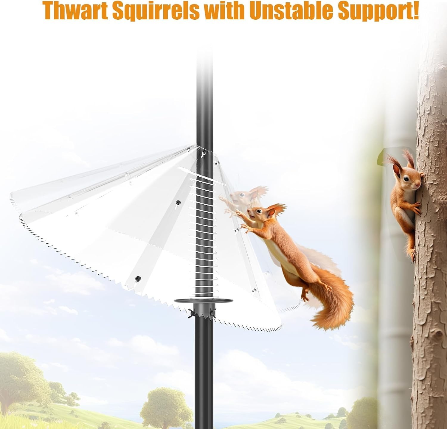 Squirrel Baffle for Bird Feeder Pole - 19 Inch Metal Guard for Shepherd’s Hoo...
