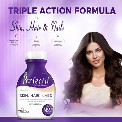 Perfectil Multivitamin for Skin, Hair & Nail with Biotin  (60 Tabs) Healthy Skin