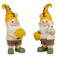 2Er Set Dekofiguren Zwerge Zitrone Stehend H. 24Cm Aus Kunststein Formano S26