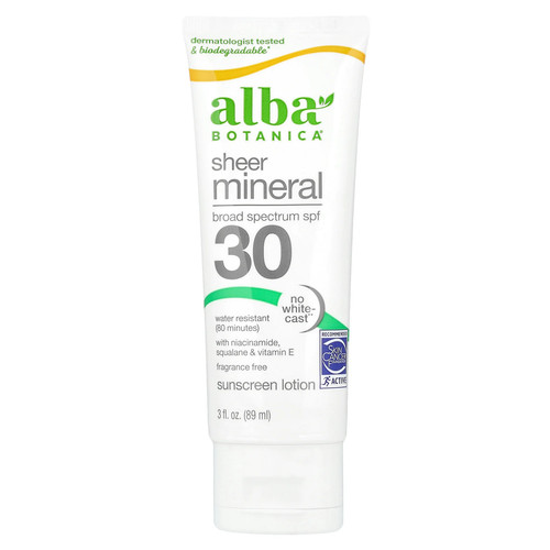 Sheer Mineral Sunscreen Lotion, SPF 30, Fragrance Free, 3 fl oz (89 ml)