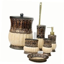 6 Pieces Pumkins Bathroom Accessories Set Including Trash Can, Cup, 6PCS-Brown