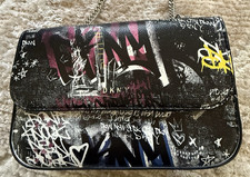 DKNY Black Graffiti Crossbody Bag Chain Strap - Great Condition