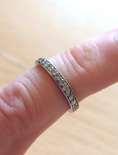 Platinum Half Eternity Ring With 17 Natural Diamonds 0.5ct 2.9g. Size M 1/2