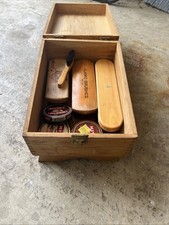 Vintage Kiwi Hand Crafted Wooden Shoe Shine Valet Groomer With Latch  EXTRAS
