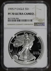 1995-P (PF70 DCAM) Proof American Silver Eagle $1 ASE NGC