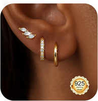 3 Paar Ohrringe Silber 925 Creolen Ohrstecker Ohrringe Gold Piercing Ohr FüR Dam