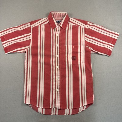 Bulge Boy Button Up T-Shirt Men's S Red White Striped Vintage Y2K Single Stitch