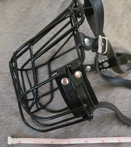 BRONZEDOG Museruola per Cani Cestino Filo Maschera Metallo Doppio Cinturino Fibbia Pelle NUOVO LG - Foto 6 di 7