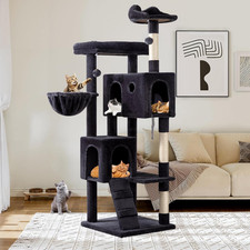 64 Inches Cat Tree Tower/Multi-Level Activity Center for Indoor Big Felines/2 Pl