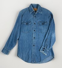 Vintage 1960s 70s Levi s Denim Work Shirt Made USA Paper Tag Small