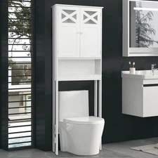 2-Door Over The Toilet Bathroom Space Saver Storage Cabinet Adjustable New