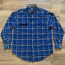 Vintage 90s Tommy Hilfiger Blue Plaid Button Down Flannel Shirt Medium 07/99