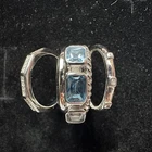 925 Sterling Silver 18K Gold Plated  Blue Topaz Cable Stack Ring David Yurman